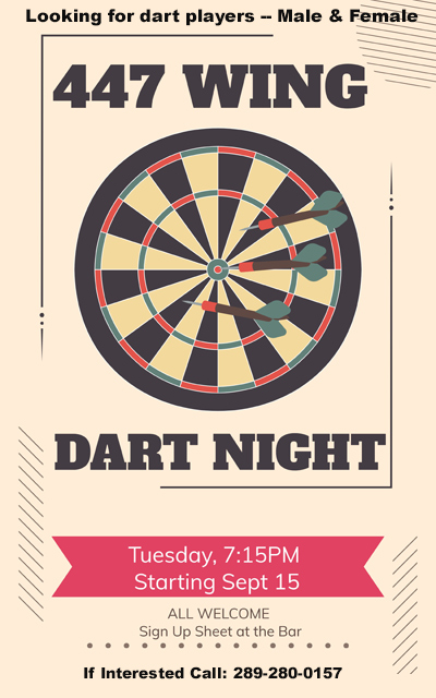 Image of the 447 Wing's Dart League Poster