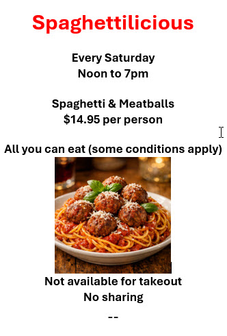 Image of the 447 Wing's Spaghettilicious Saturday Dinner Special